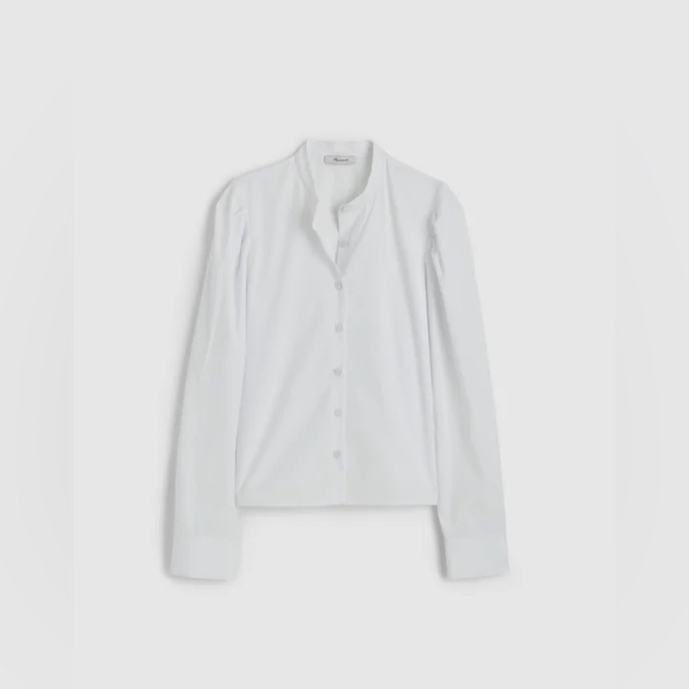 ✨👚 Madewell Puff-Sleeve Button-Up Shirt in Poplin – XS – NWT 🛍️